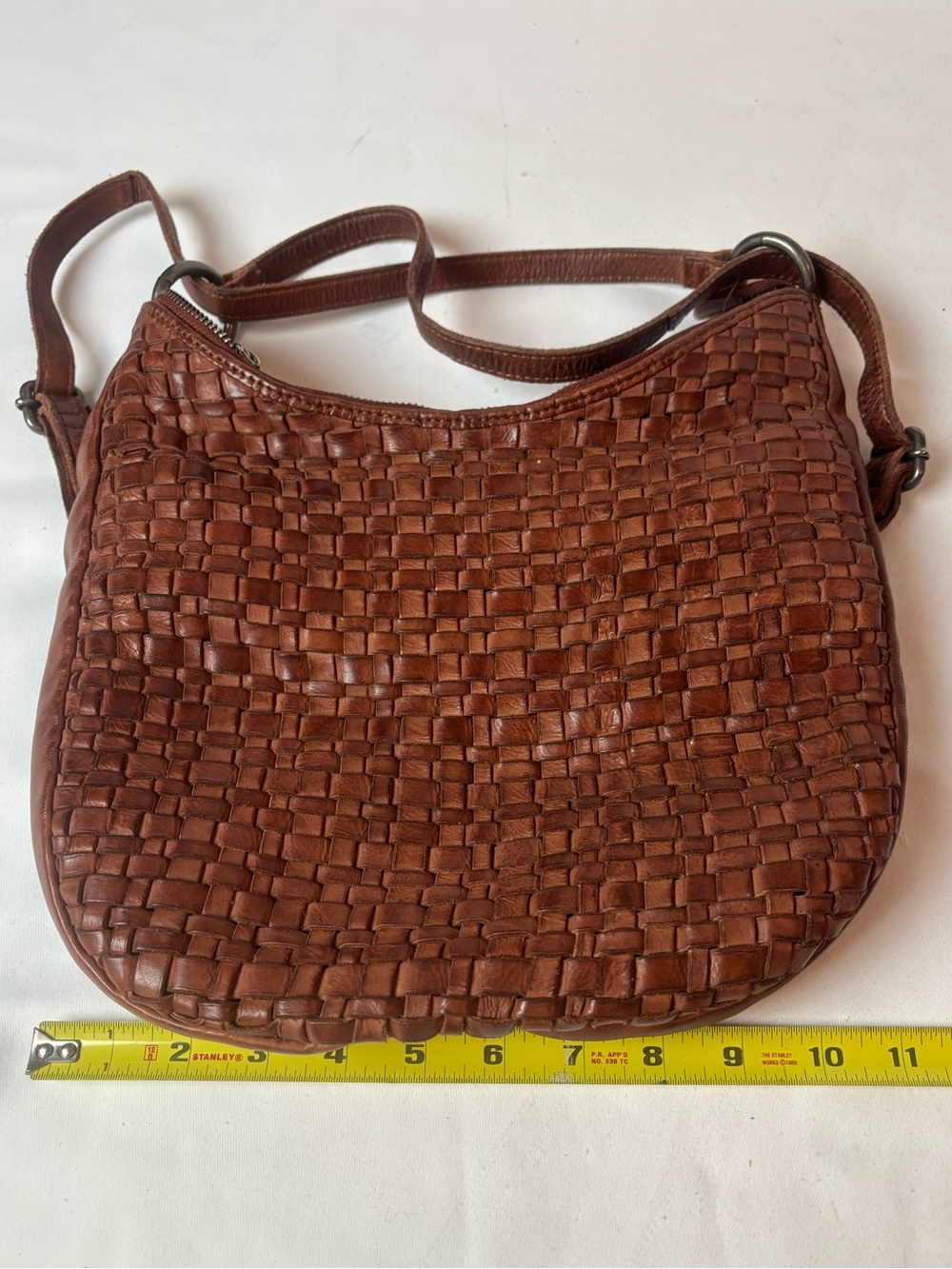 Vilenca Holland Woven Leather Convertible Backpack Shoulder Hobo Bag Brown - Picture 5 of 6